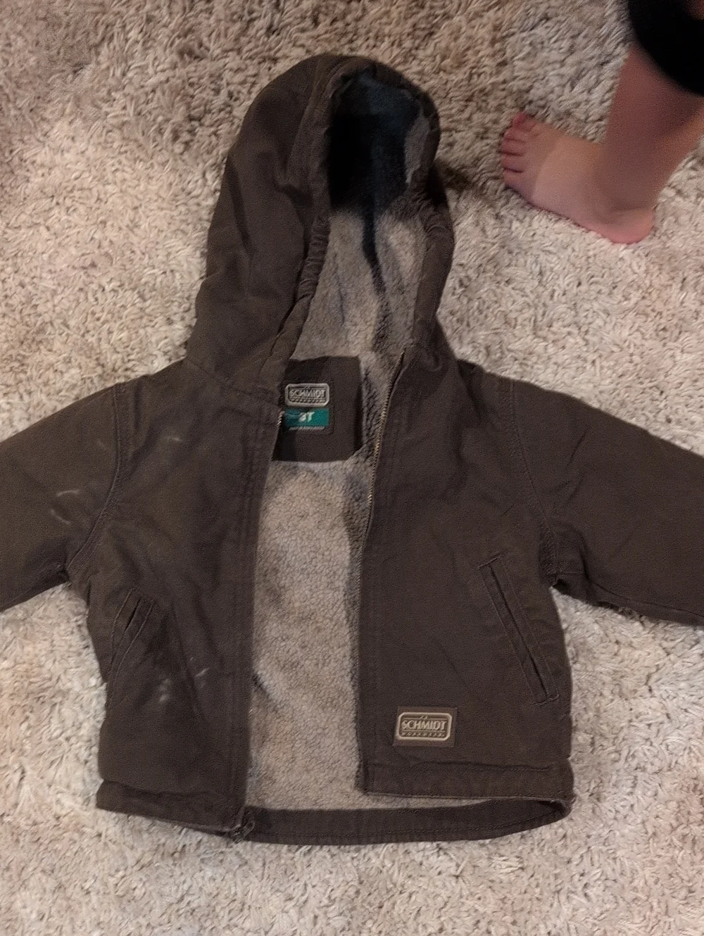 Schmidt Kids Brown Hooded Jacket with Sherpa Lining